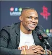  ??  ?? Russell Westbrook's return to Oklahoma City as a member of the Houston Rockets is only one of three Thunder games scheduled for national television during the upcoming season. [AP PHOTO/DAVID J. PHILLIP]