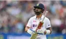  ?? Alex Davidson/Getty Images ?? Virat Kohli of India walks off after being dismissed by England on day three. Photograph: