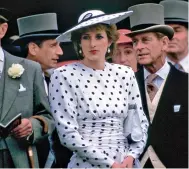  ??  ?? ‘Diana was so beautiful and sweet,’ says Victor. She wore his designs (clockwise from left) to a ball in London in 1989; at the Epsom Derby in 1986; on official visits to Vienna in 1986 and Wales in 1985