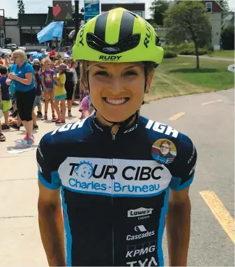  ?? PHOTO COURTOISIE TOUR CIBC CHARLES-BRUNEAU ?? La cycliste Lex Albrecht participe à la 23e édition du Tour CIBC Charles-Bruneau. Elle a pris le départ hier à Mont-Tremblant.