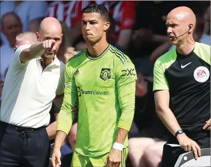  ?? ?? Manchester United manager Erik ten Hag and Cristiano Ronaldo