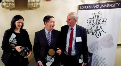  ?? Reuters ?? (From left to right) Laura Poitras, Glenn Greenwald and Ewen MacAskill after receiving the George Polk Awards in New York . —