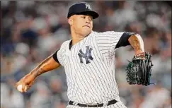  ?? Jim Mcisaac / TNS ?? Frankie Montas went 1-3 with a 6.35 ERA in eight starts with the Yankees last season after being obtained from the Athletics.