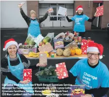  ??  ?? Clockwise from top left: Sue O’Neill-Berest, Cyrenians Service Manager for Food Education at FareShare, Leith; Lynne Collie, Cyrenians FareShare Service Manager; Scottish Book Trust CEO Marc Lambert and Fundraisin­g Manager Victoria Sampson.