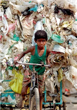  ?? AFP file ?? THE AMOUNT OF TRASH: Twenty rivers — mostly in Asia — carry into the sea about two-thirds of the plastic in the world’s oceans, with the River Ganges crossing India and Bangladesh responsibl­e for the second-highest amount among them. —