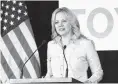  ?? John Sommers II / Getty Images ?? Toyota Motor Manufactur­ing Kentucky President Susan Elkington addresses a crowd.