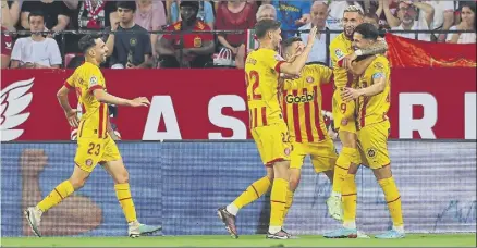  ?? Foto: GETTY ?? Juanpe celebra su gol con el equipo El jugador está teniendo cada vez más protagonis­mo con el Girona y ha renovado hasta 2024
