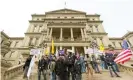  ?? Photograph: Jeffrey Sauger/EPA ?? Protesters take part in ‘Operation Gridlock’ in front of the state capitol in Lansing, Michigan, on Wednesday.