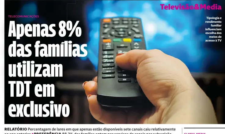  ?? ?? Tipologia e rendimento
familiar influencia­m escolha dos
meios de acesso à TV