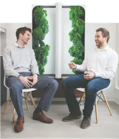  ??  ?? Co-founders of Just Vertical, Conner Tidd and Kevin Jakiela,
sit in front of Just Vertical’s AEVA system.