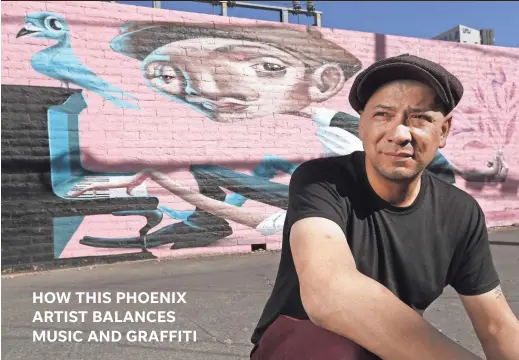  ?? PATRICK BREEN/THE REPUBLIC ?? Tato Caraveo poses for a portrait March 18 outside the alley behind the Churchill were his mural sits in downtown Phoenix.