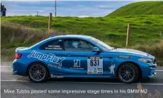  ??  ?? Mike Tubbs posted some impressive stage times in his BMW M2
