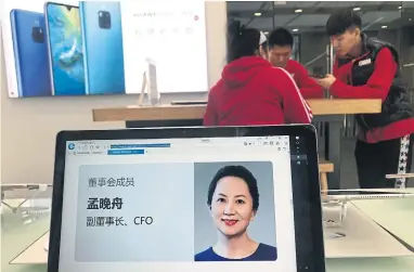  ?? NG HAN GUAN THE ASSOCIATED PRESS ?? The arrest in Vancouver of Huawei chief financial officer Meng Wanzhou is the latest setback for the Chinese telecom firm.