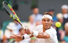  ?? AFP ?? Spain’s Rafael Nadal in action against Argentina’s Juan Martin del Potro during the quarters. Nadal won 7-5, 6-7, 4-6, 6-4, 6-4.