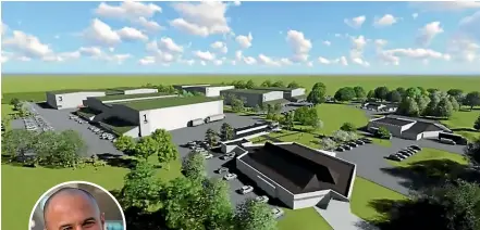  ??  ?? An artist’s impression of the Christchur­ch film studio planned by Jordan Mauger, inset, for the former Templeton Hospital site.