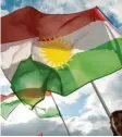  ?? Foto: Paul Zinken, dpa ?? Diese Fahne der Region Kurdistan konnte man am Wochenende auch bei vielen Protesten in Deutschlan­d sehen – wie hier in Berlin.