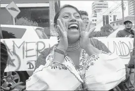  ?? DOLORES OCHOA / ASSOCIATED PRESS ?? The diversion in Europe of Bolivian President Evo Morales’ plane on Tuesday angered Latin Americans, some of whom saw it a racist slight against Morales, who is an Indian. In Quito, Ecuador, this indigeneou­s woman protested outside the Spanish embassy.