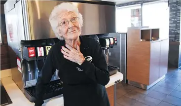  ?? — FRANCISCO KJOLSETH/THE SALT LAKE TRIBUNE ?? Pausing from her duties at Arby’s, Dorothy Bale, 94, says she has no plans to retire from her job anytime soon. ‘I’m going to work as long as they let me.’