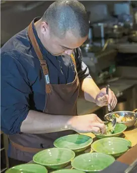  ??  ?? Mecha Uma’s Ricketts, 27, serves what he calls ‘Global cuisine with Japanese inflection­s’, demonstrat­ing how successful­ly the new wave of Filipino chefs are at riffing on ingredient­s and techniques.