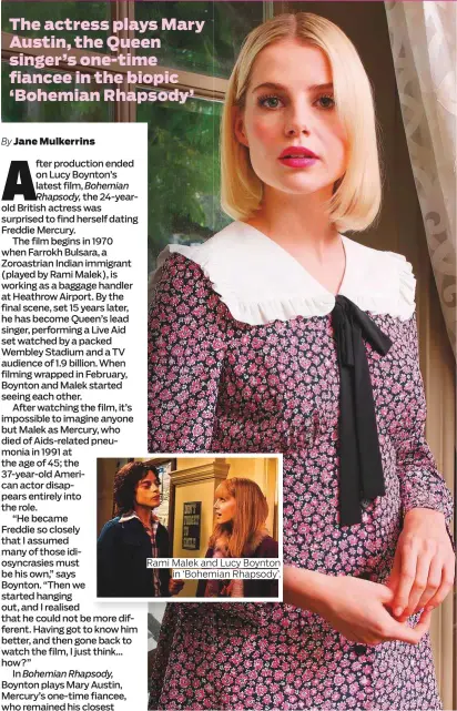  ?? Photos by Rex Features ?? Rami Malek and Lucy Boynton in ‘Bohemian Rhapsody’.