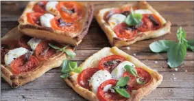  ??  ?? Tomato and goat’s cheese tartlets.