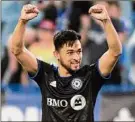 ?? Graham Hughes / Associated Press ?? CF Montreal midfielder Mathieu Choiniere reacts after scoring against Charlotte FC on Saturday.