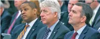  ?? BOB BROWN/RICHMOND TIMES-DISPATCH FILE PHOTO VIA AP ?? From left, Lt. Gov. Justin Fairfax, Attorney General Mark Herring and Gov. Ralph Northam — Virginia’s three top elected officials, all Democrats — are all enveloped in different politcal scandals.