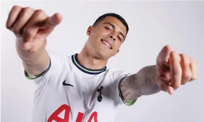  ?? Photograph: Tottenham Hotspur FC/Getty Images ?? Pedro Porro in a Tottenham shirt after signing for the club.