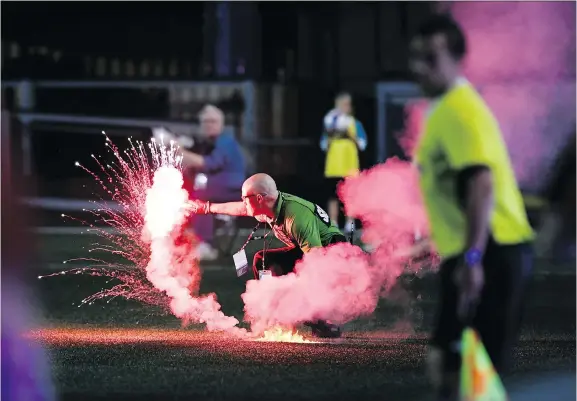  ?? THE CANADIAN PRESS ?? An investigat­ion by Toronto FC has determined Inebriatti supporter group was responsibl­e for a fiery display at a July 18 Canadian Championsh­ip game at TD Place.