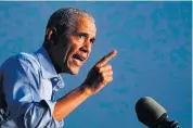 ?? AFP ?? Barack Obama urges voters ‘not to be complacent’ in the lead-up to the Nov 3 US election.