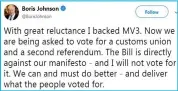  ??  ?? Condemnati­on: Boris Johnson’s tweet