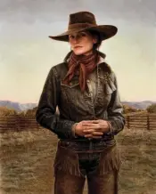  ??  ?? North Country Cowgirl, 2010, oil, 20 x 16”. Loaned from Wayne Rumley.