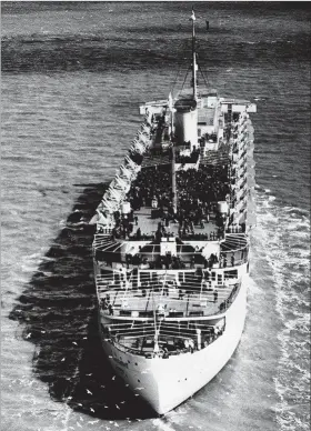  ?? AP ?? Vista aérea del transatlán­tico alemán ‘Wilhelm Gustloff’, en octubre de 1938.