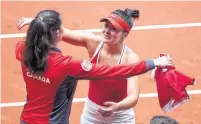  ?? KOEN SUYK AFP/GETTY IMAGES ?? Canada’s Bianca Andreescu gave Canada a 3-0 lead over the Netherland­s with a 6-4, 6-2 win on Sunday.