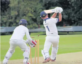  ?? Alan Jackson ?? Firwood Bootle’s Craig Prince is bowled by Ormskirk’s Tom Hartley, the wicket that guaranteed the Liverpool & District Cricket Competitio­n’s Premier Division crown would go to the West Lancashire team