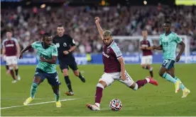  ?? Photograph: Jed Leicester/Shuttersto­ck ?? Saïd Benrahma has doubled his tally of goals for last season with two in West Ham’s first two matches.