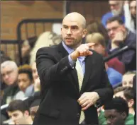  ?? Christian Abraham / Hearst Connecticu­t Media ?? Notre Dame-West Haven coach Jason Shea said the school’s new post-grad program is “something to counter the narrative of prep schools coming in and offering kids the opportunit­y to reclassify and essentiall­y do a fifth year with them.”