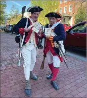  ?? SUBMITTED PHOTO — CC250 COMMISSION ?? With the upcoming 250th anniversar­y of America coming, reenactors Randall Spackman, left, and Noah Lewis celebrate in West Chester.