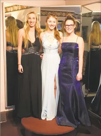  ?? Contribute­d photo / Mary Kilmer ?? Thanks to the Princess at the Prom giveaway in Torrington, Shauna Cyr, Katrina Armstrong-Magill and Natalie Ariel received new prom dresses.