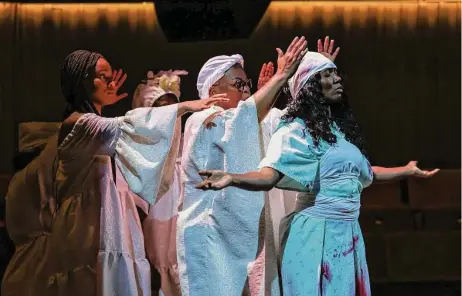 ?? Melissa Taylor ?? Reyna Janelle, Brenda “BeBe” Wilson and Tyne Jeanae star in the Stages production of “cullud wattah.”