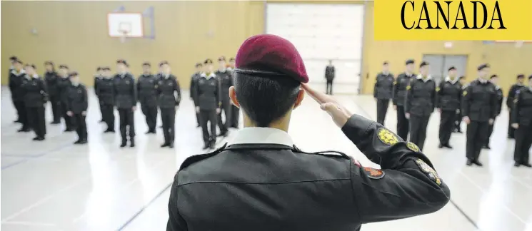  ?? BRUCE EDWARDS / EDMONTON JOURNAL FILES ?? Critics say the Canadian Cadet Organizati­ons, designed to serve youth, is not doing enough to protect them from recurring instances of sexual misconduct within the program.