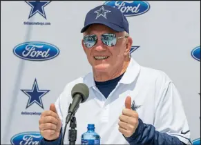  ??  ?? Head honcho: Dallas Cowboys owner Jerry Jones answers a question during the "state of the team" press conference at the start of the Cowboys' training camp, Friday in Oxnard, Calif.