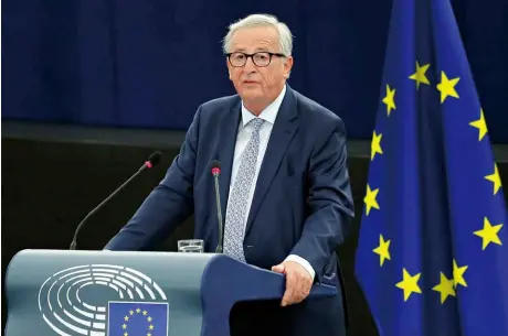  ?? 達志影像 ?? 歐盟執委會主席容克表­示，歐洲經濟已連續21季­正成長，前景樂觀。
