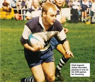  ?? ?? Club legend: Julian Horrobin playing in one of his 249 games for Coventry