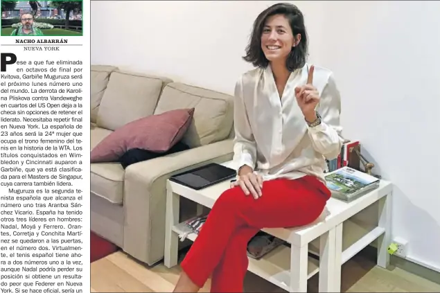  ??  ?? FELIZ. Garbiñe se enteró de que será número uno del mundo en su casa de Ginebra, y lo celebró levantando el dedo índice de la mano izquierda.