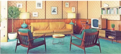  ?? FOTO: ISTOCK ?? Sessel, Sofa – und später auch ein Fernseher gehörten zur Standard-Ausstattun­g des Wohnzimmer­s ab Ende der 50er Jahre.