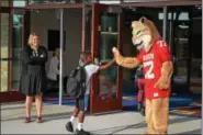  ?? PHOTO COURTESY OF OWEN J. ROBERTS SCHOOL DISTRICT ?? Owen J. Roberts’ wildcat mascot was at the front door to greet students and share some enthusiasm when they arrived to school.