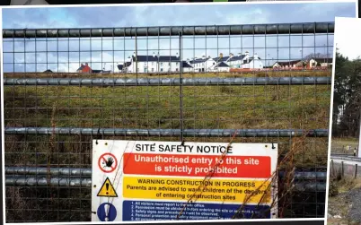  ??  ?? Unfinished: Developmen­t site on the edge of Cumnock. Just 34 homes, right, have been completed in ten years, but there have been complaints of snagging issues