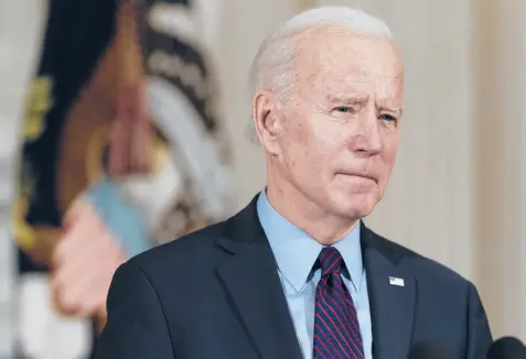  ?? ALEX BRANDON/AP ?? President Joe Biden’s bipartisan bona fides have defined his career, but the pandemic and lessons learned from Republican obstructio­nism during the Obama years is leading him to act quickly on a $1.9 trillion COVID-19 aid bill.