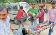  ?? PTI FILE ?? A child is shifted to another ward at the BRD Hospital in Gorakhpur district.